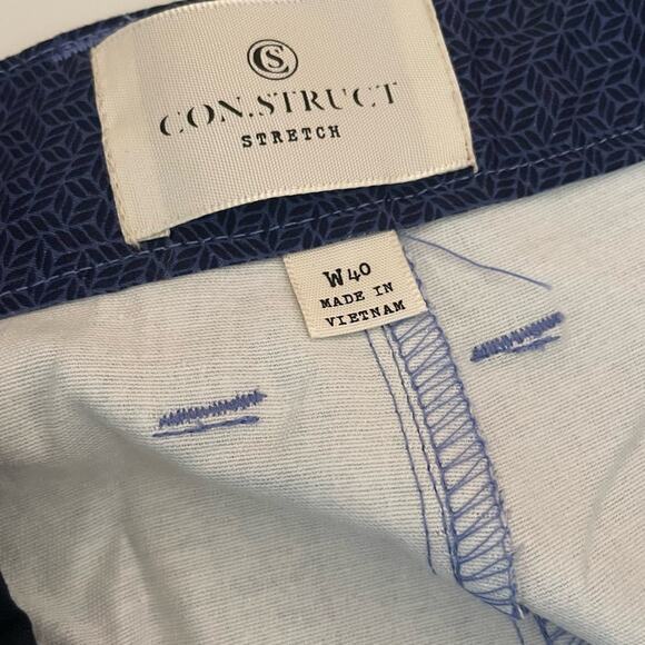 CON.STRUCT Crosshatch Stretch Cotton Chino Shorts Navy Men’s Sz 40 - Picture 4 of 7